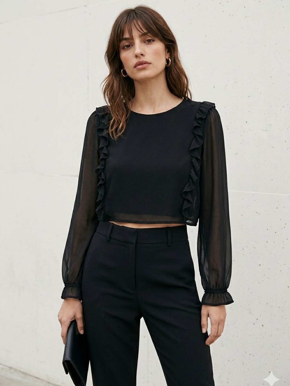 ZARA Cropped Ruffle Blouse